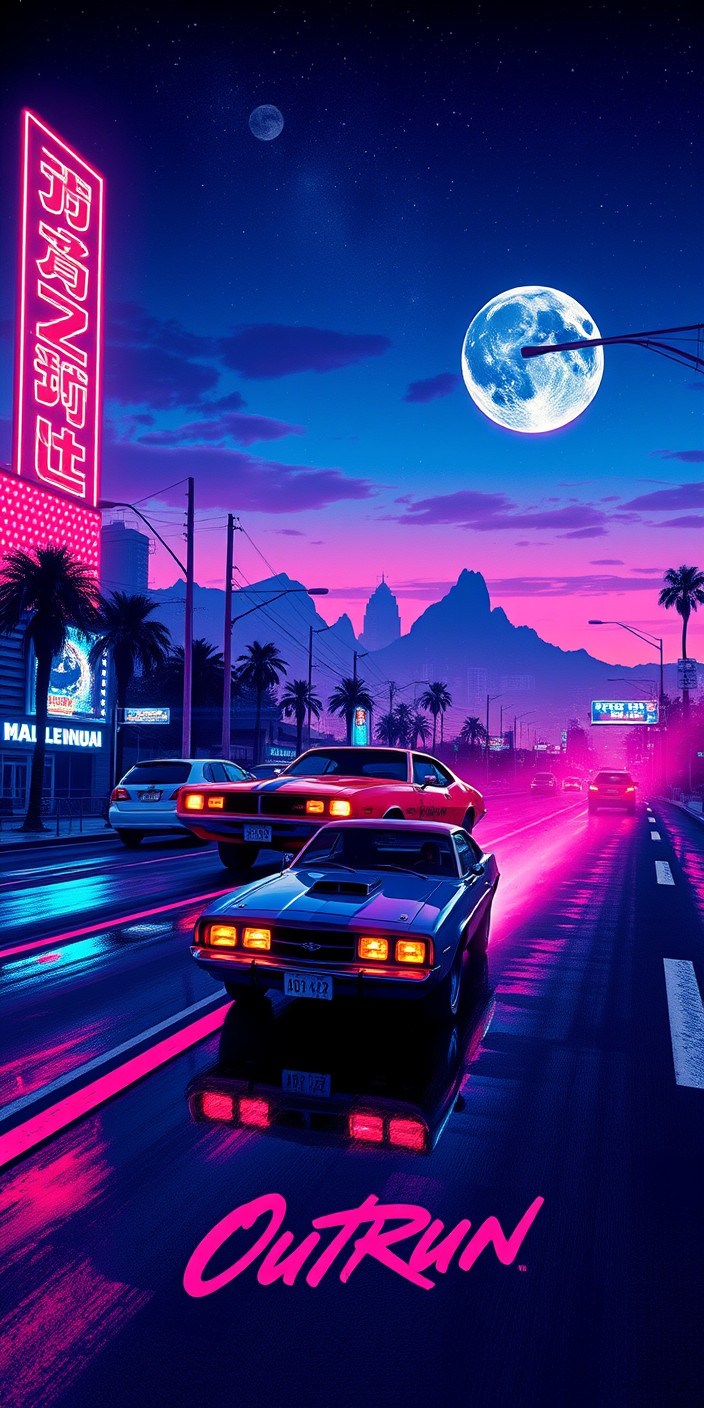 Outrun 2 Phone Wallpaper