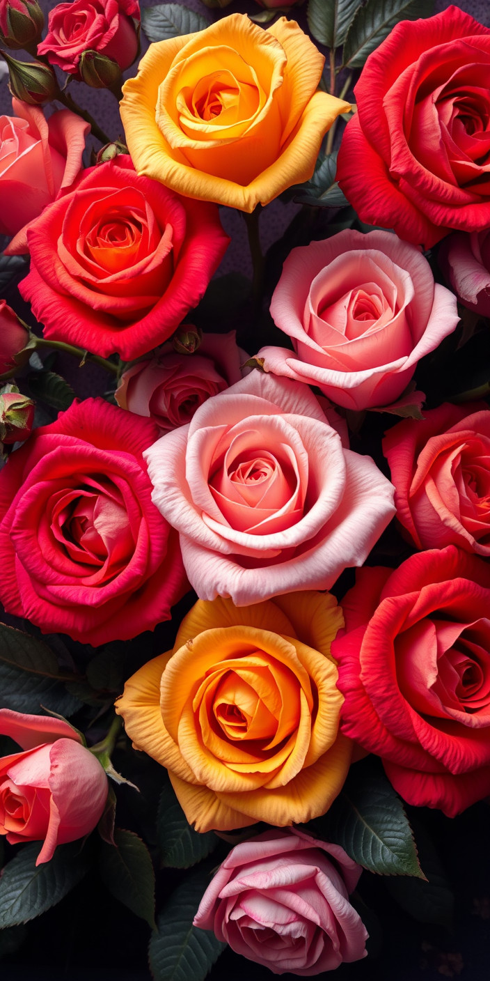 Colorful roses 3 Phone Wallpaper