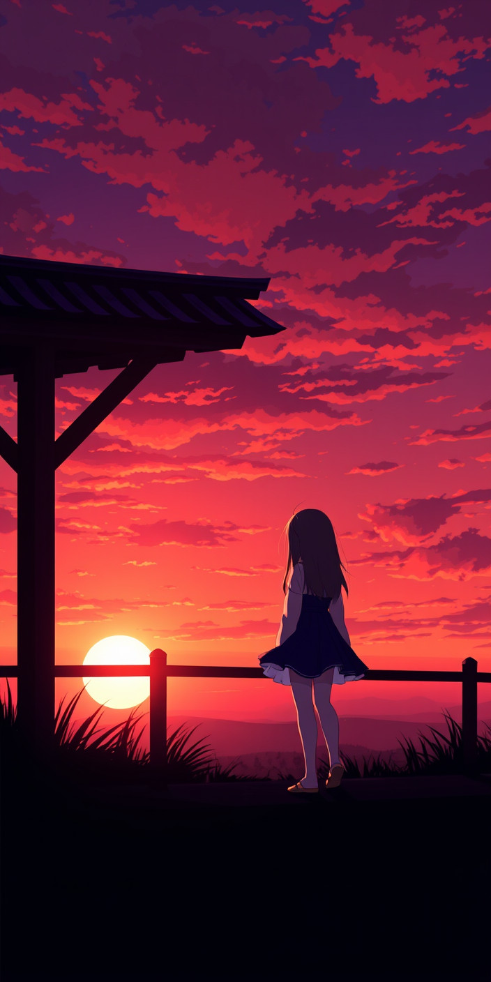 Anime sunset 9 Phone Wallpaper