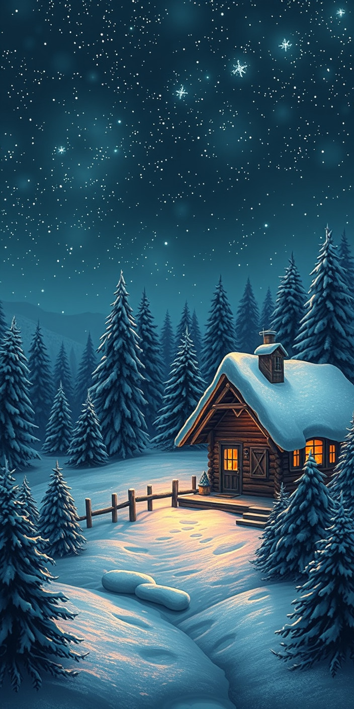 Christmas cabin 6 Phone Wallpaper