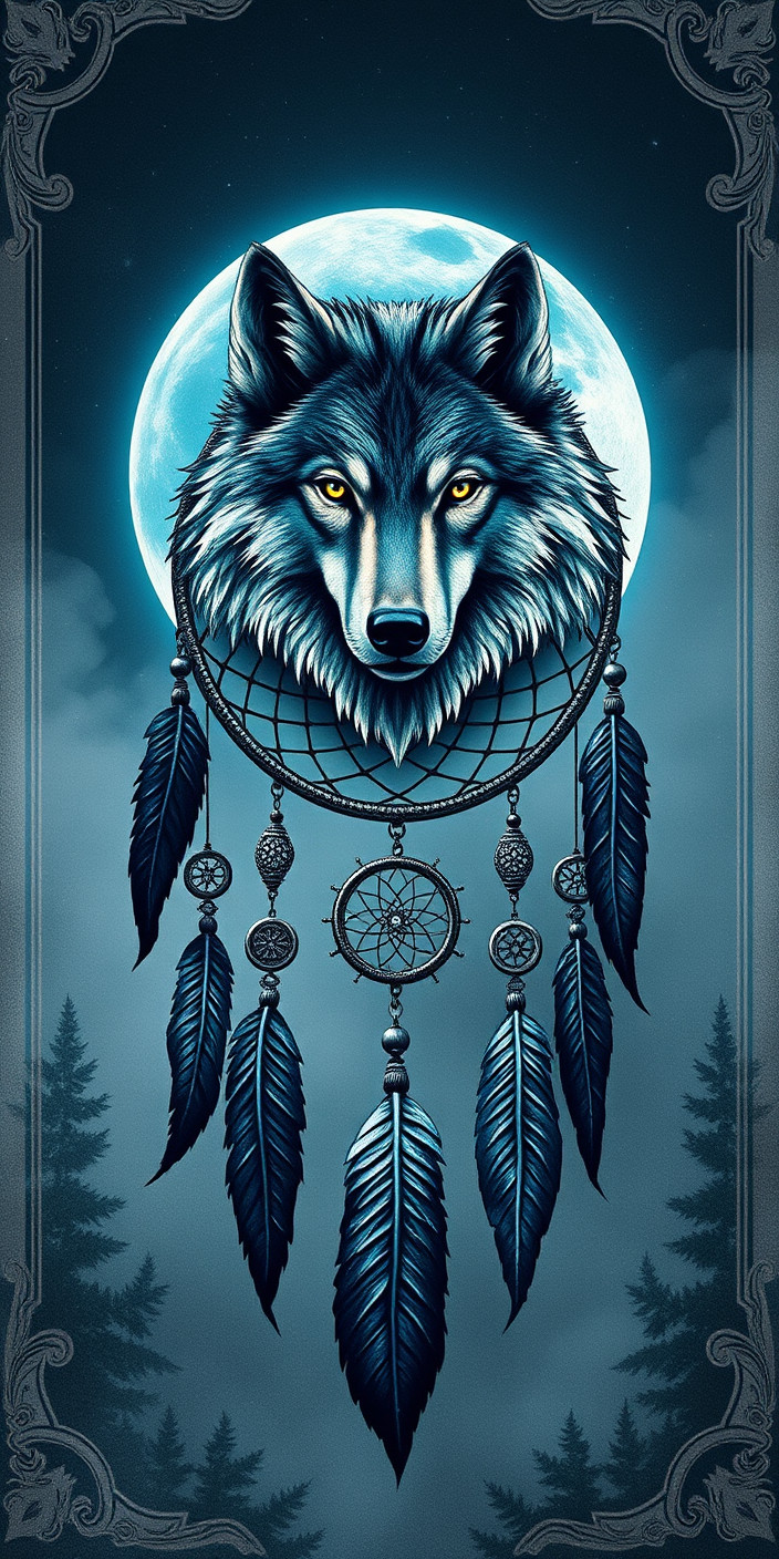 Wolf dreamcatcher 14 Phone Wallpaper
