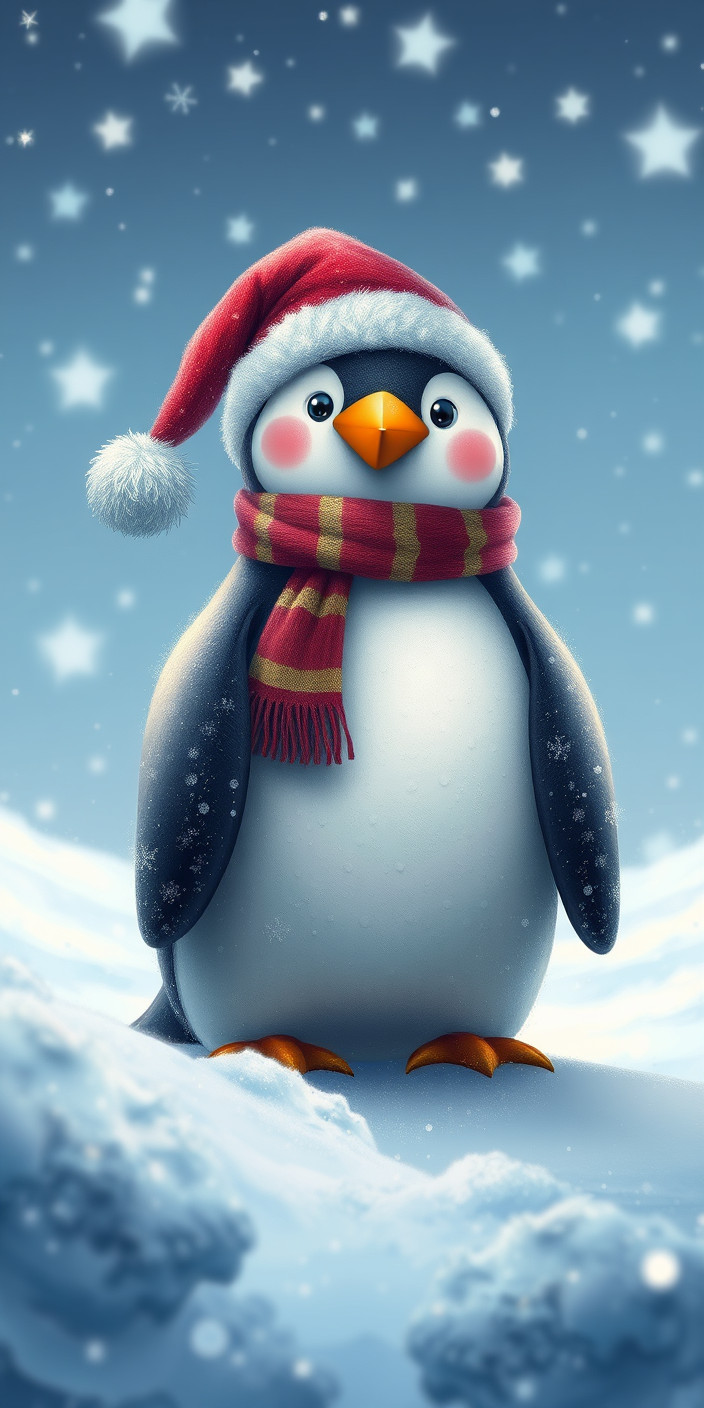 Christmas penguin 4 Phone Wallpaper