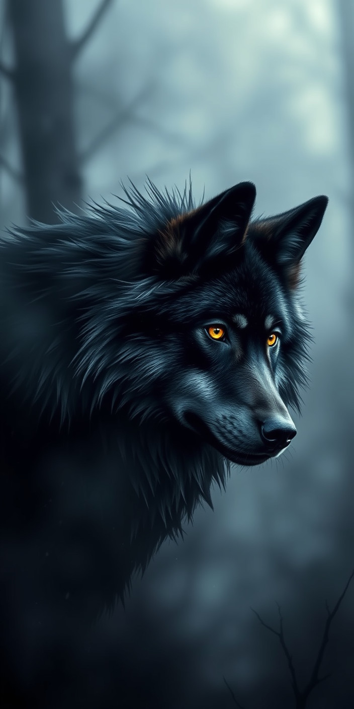 Black wolf 3 Phone Wallpaper