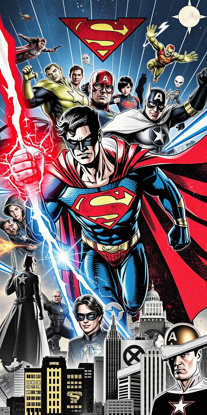 Superhero collage 11 Phone Wallpaper