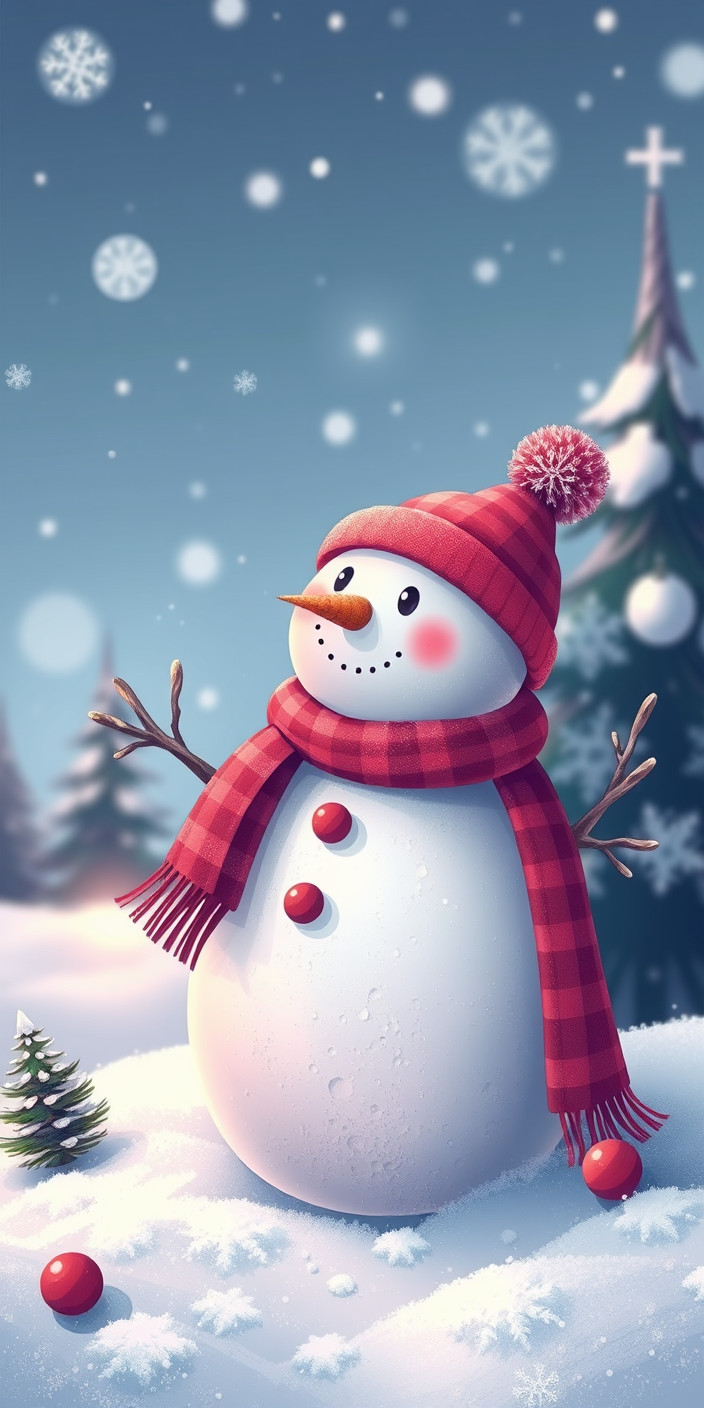 Cute snowman 10 Phone Wallpaper