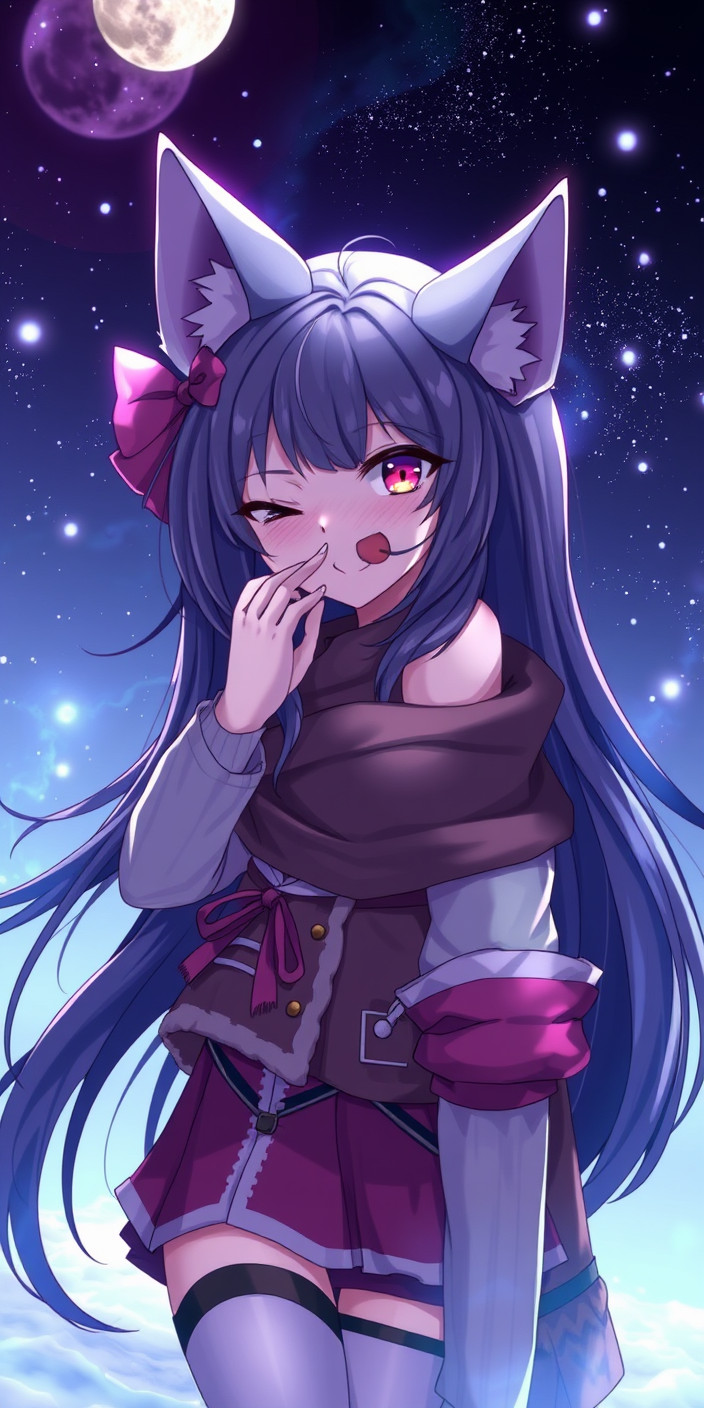 Anime wolf girl 8 Phone Wallpaper