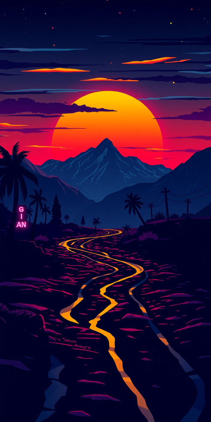 Neon sunset 10 Phone Wallpaper