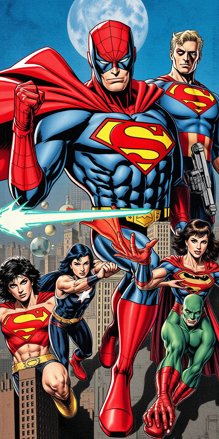 Superhero collage 12 Phone Wallpaper