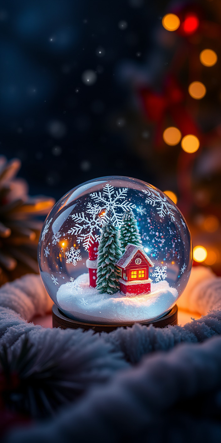Christmas snow globe 3 Phone Wallpaper