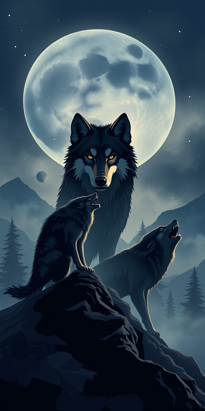 Wolves 2 Phone Wallpaper