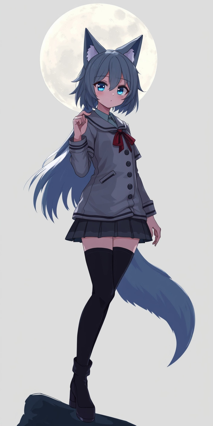 Anime wolf girl 1 Phone Wallpaper
