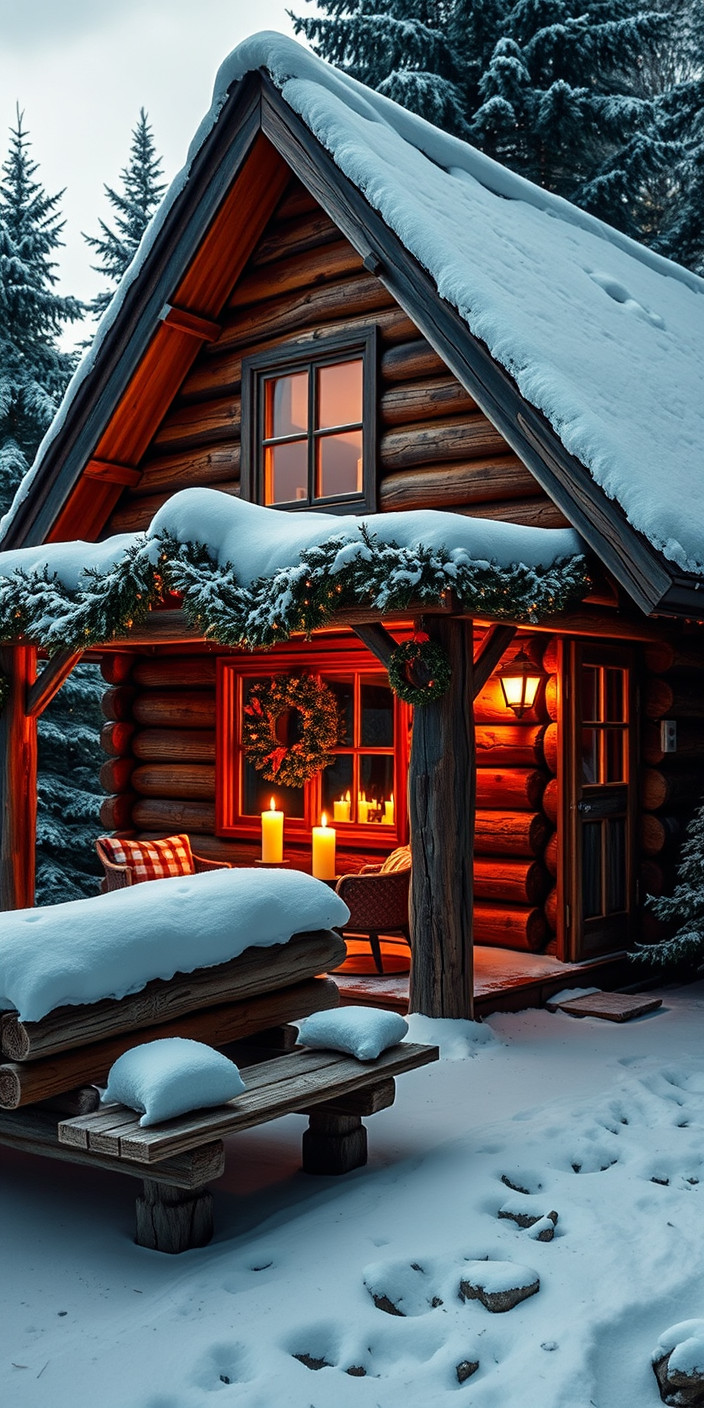 Log cabin christmas 4 Phone Wallpaper