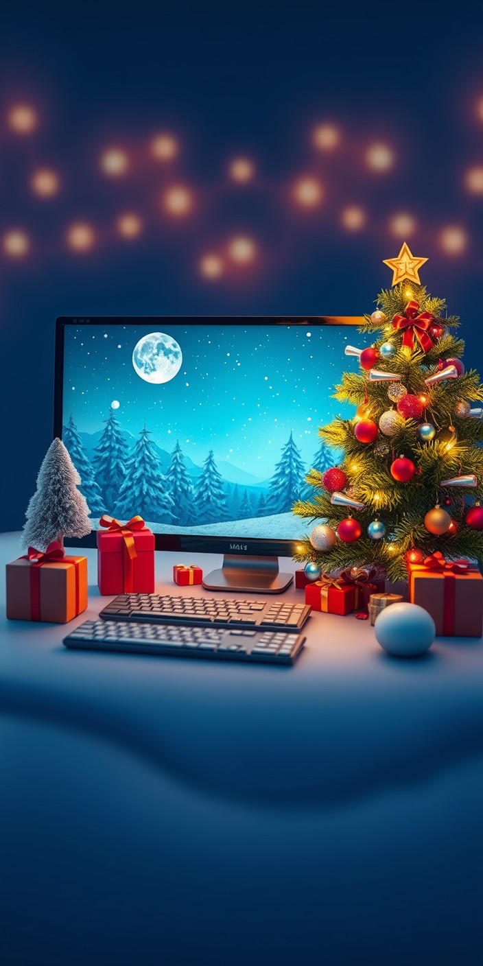 Christmas  computer 2 Phone Wallpaper