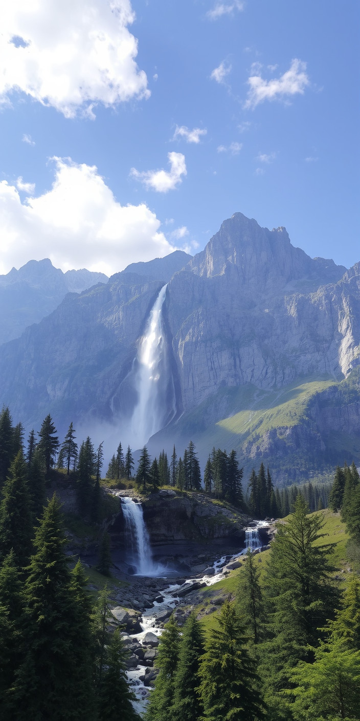 Mountain and waterfall 10 Phone Wallpaper