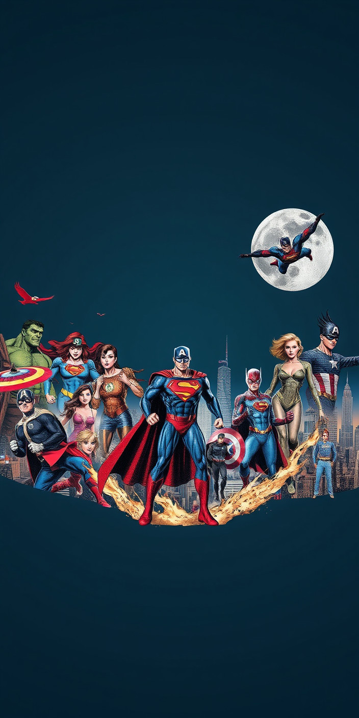 Superhero collage 7 Phone Wallpaper
