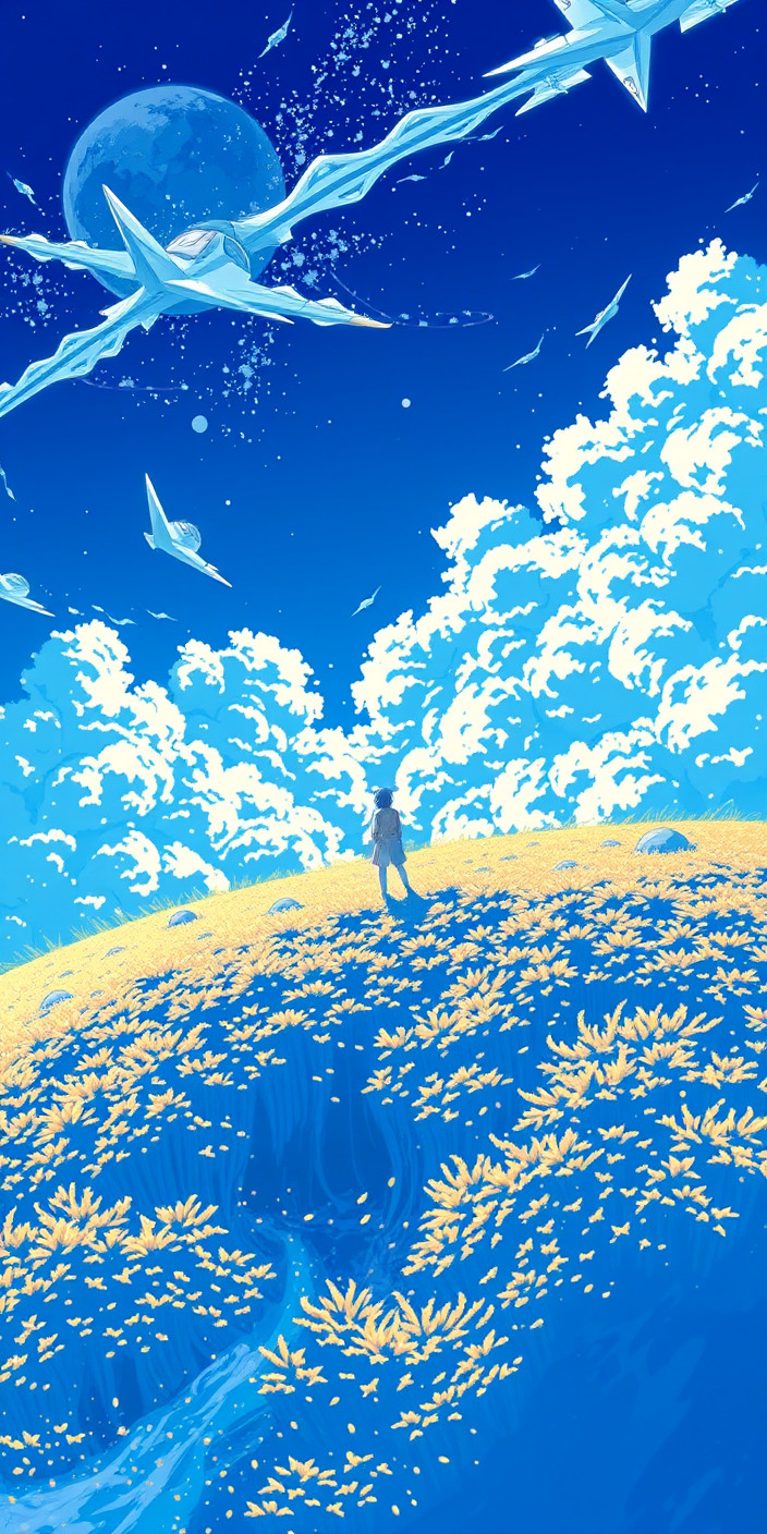 Blue anime 8 Phone Wallpaper