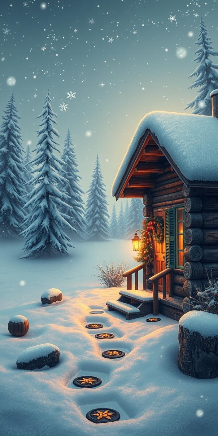 Christmas cabin 3 Phone Wallpaper