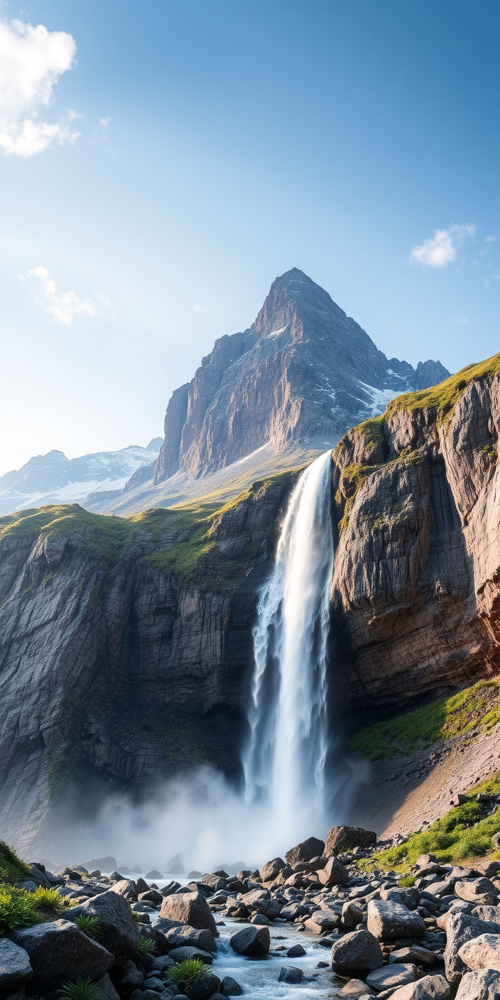 Mountain and waterfall 2 Phone Wallpaper