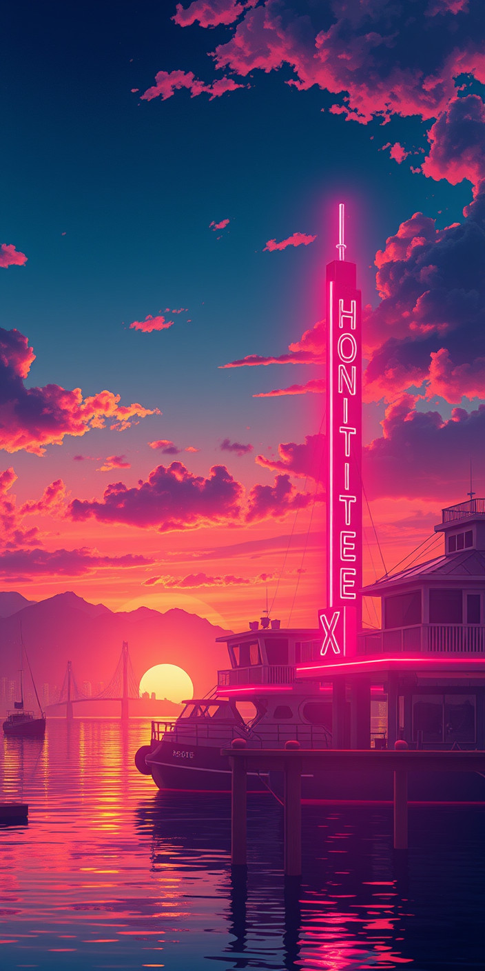 Neon sunset 7 Phone Wallpaper