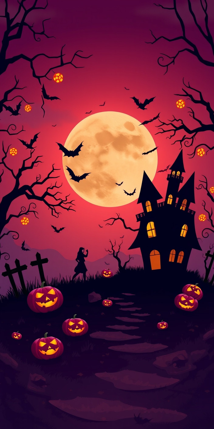 Free animated halloween 8 Phone Wallpaper