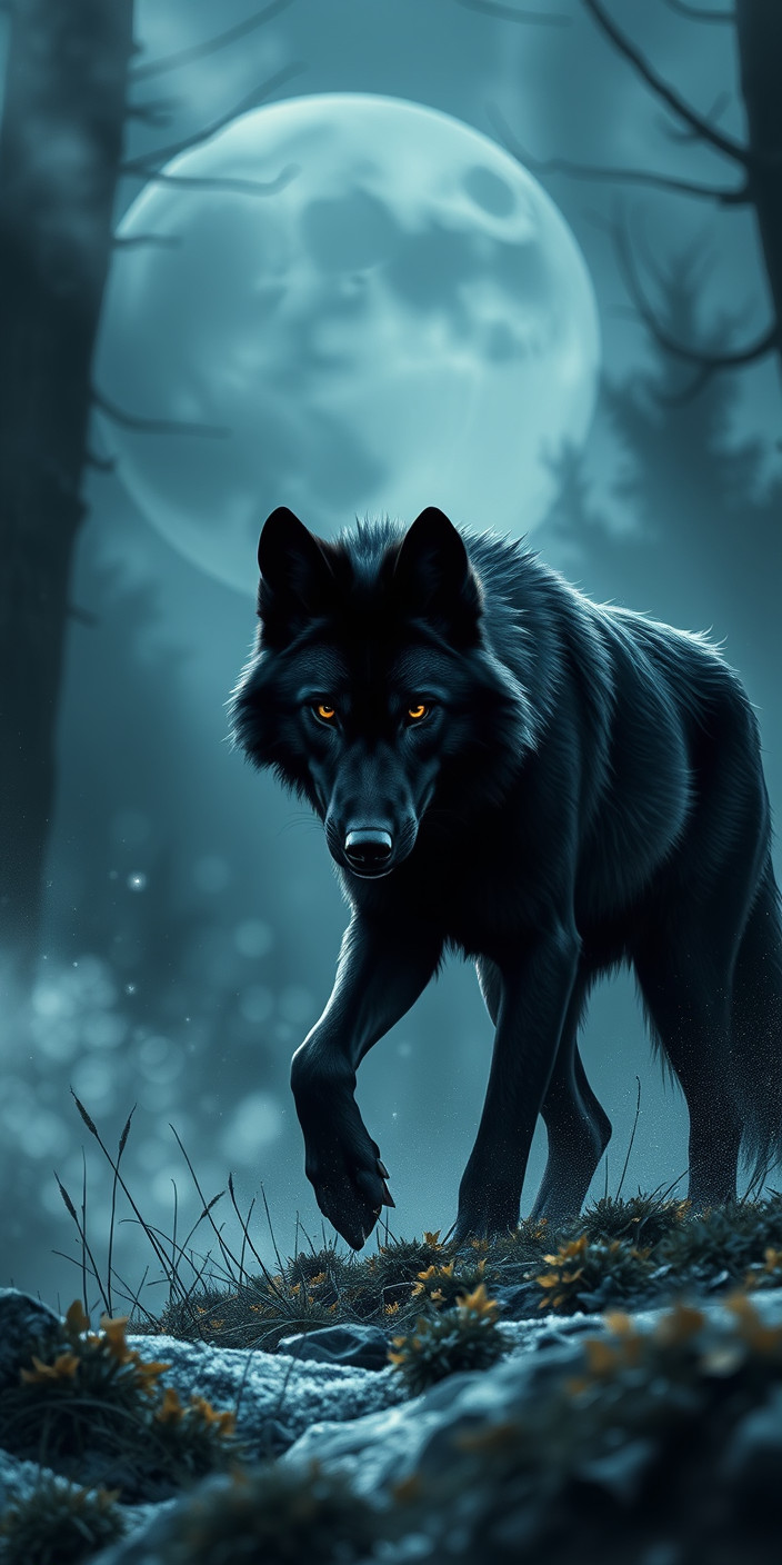 Black wolf 13 Phone Wallpaper