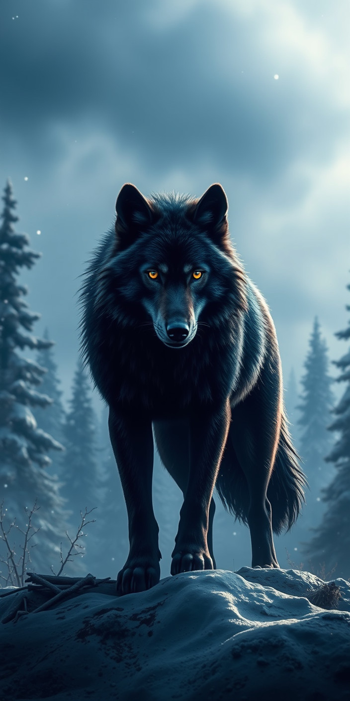 Black wolf 11 Phone Wallpaper