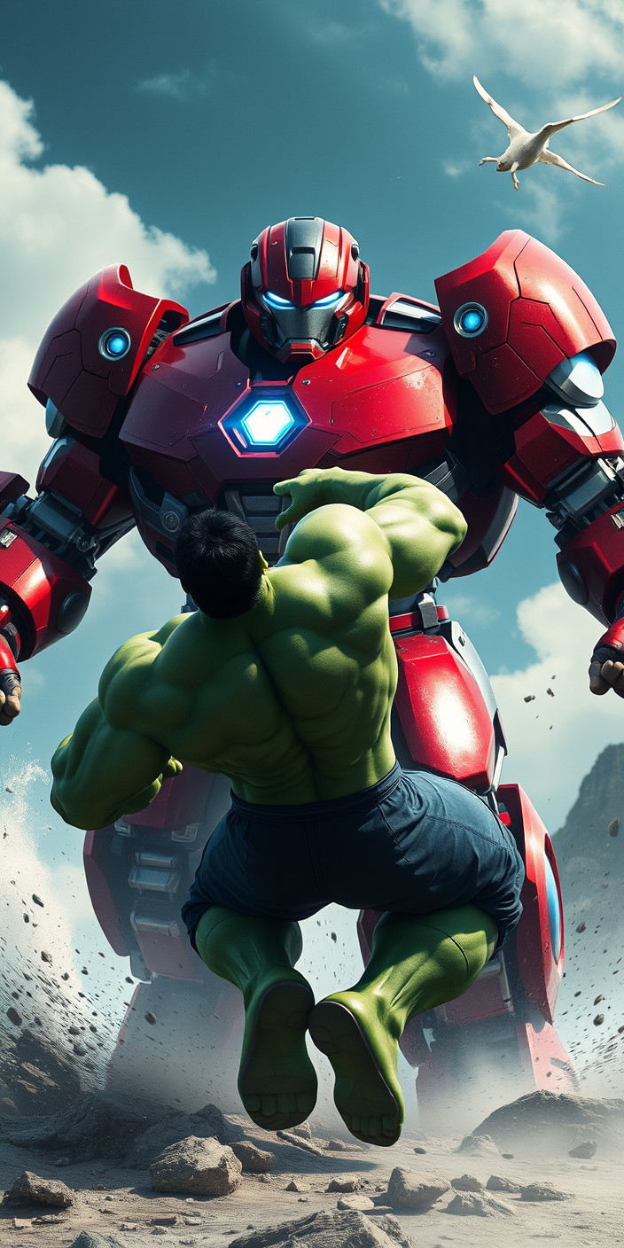 Hulkbuster vs hulk 2 Phone Wallpaper