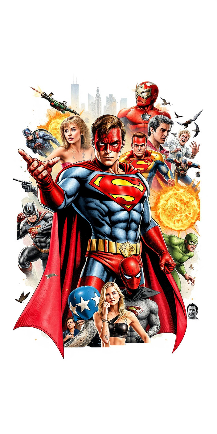 Superhero collage 6 Phone Wallpaper