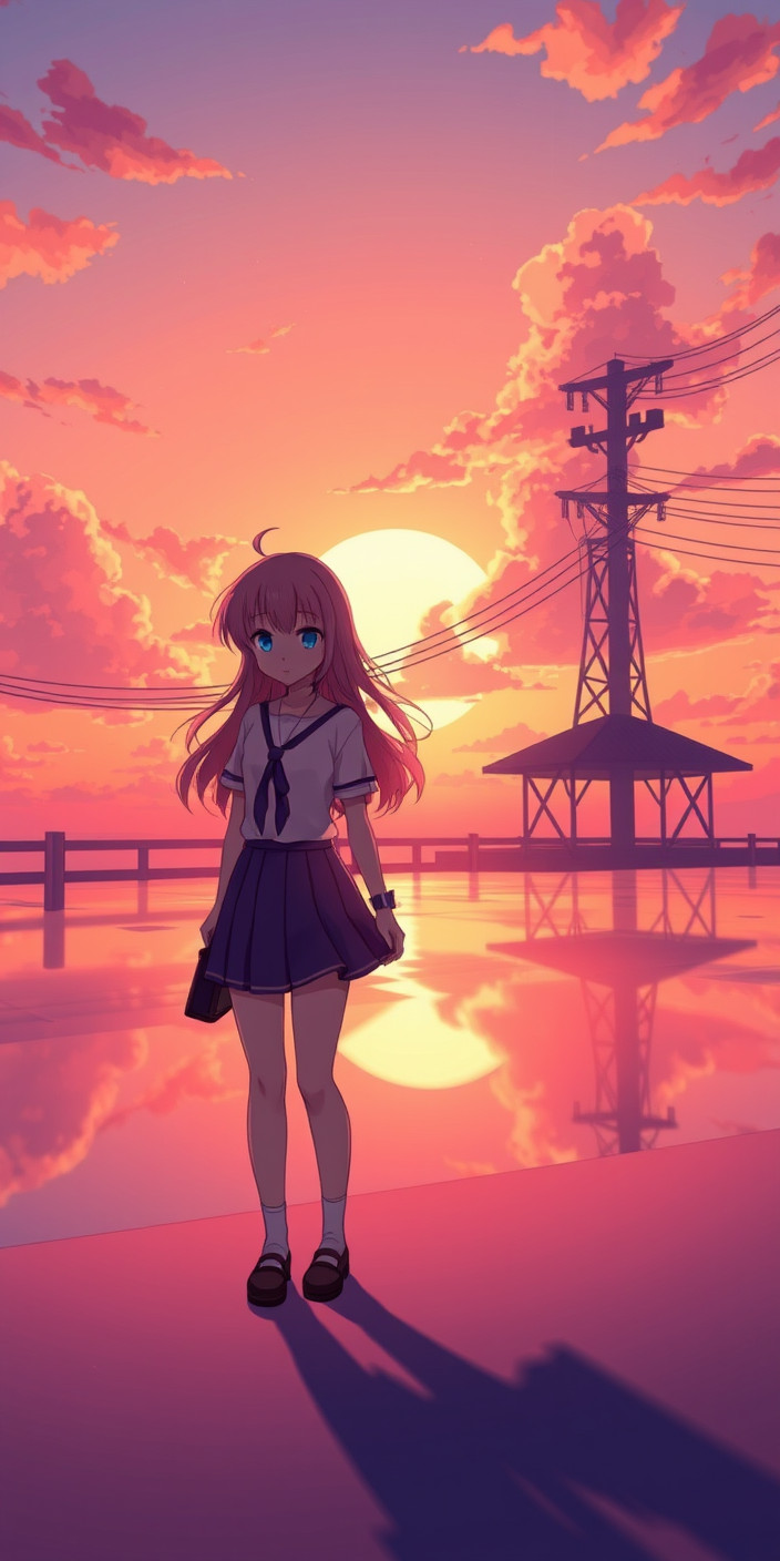 Anime sunset 6 Phone Wallpaper