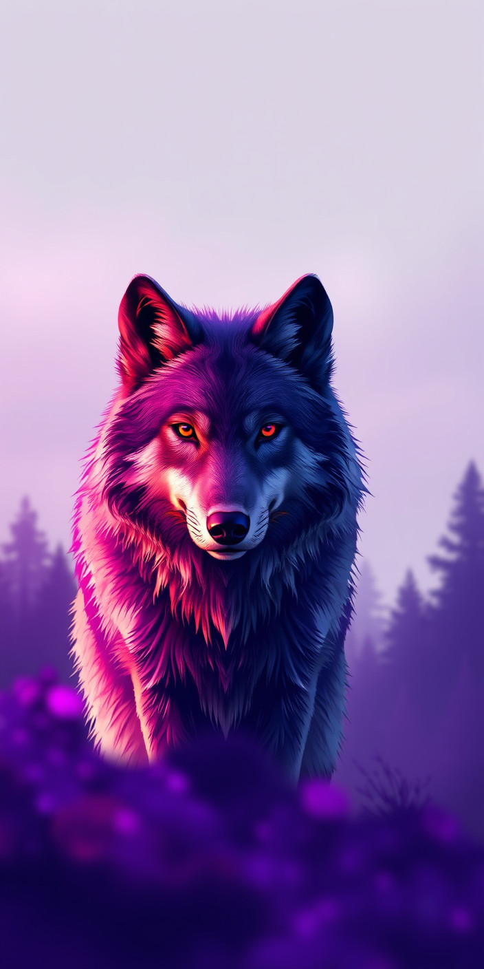 Wolf  purple 2 Phone Wallpaper