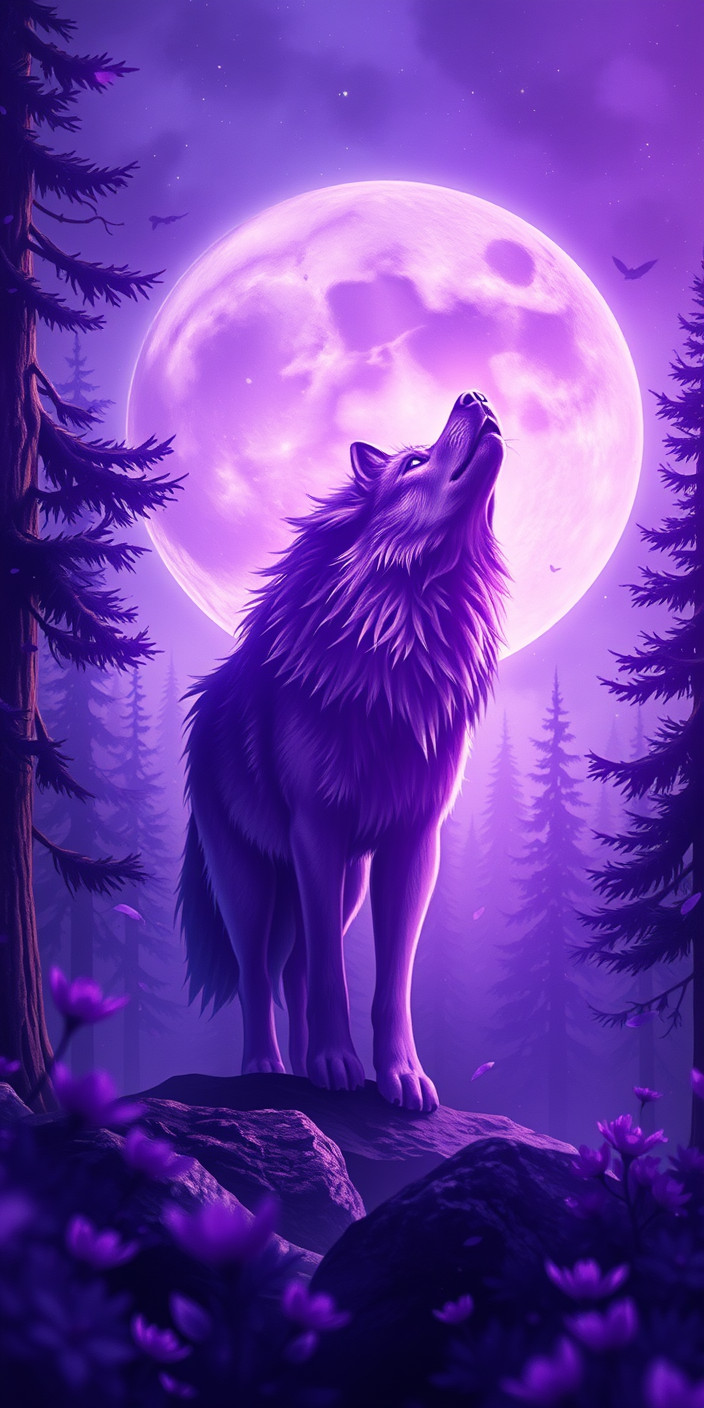 Wolf  purple 11 Phone Wallpaper