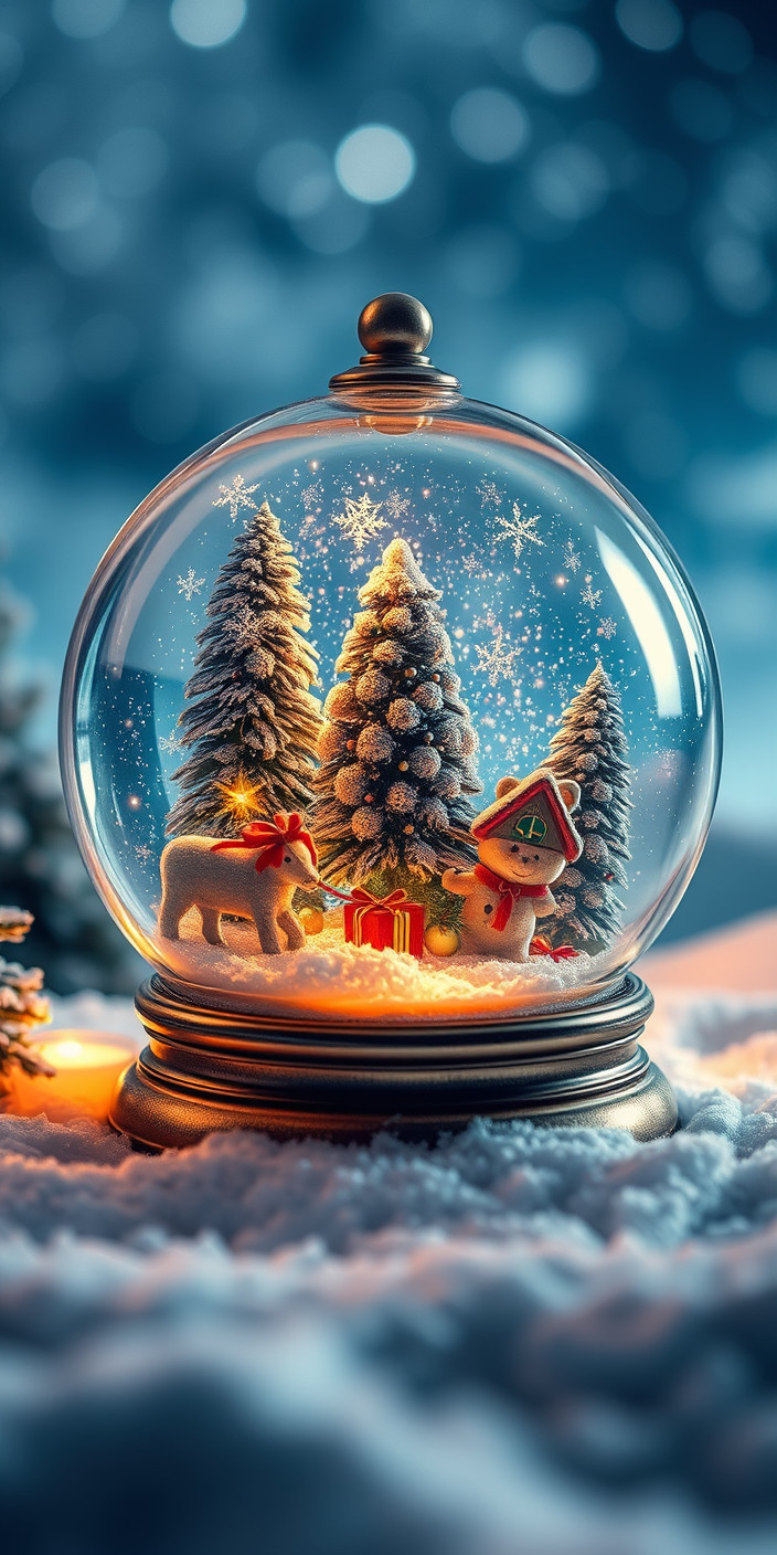 Christmas snow globe 4 Phone Wallpaper