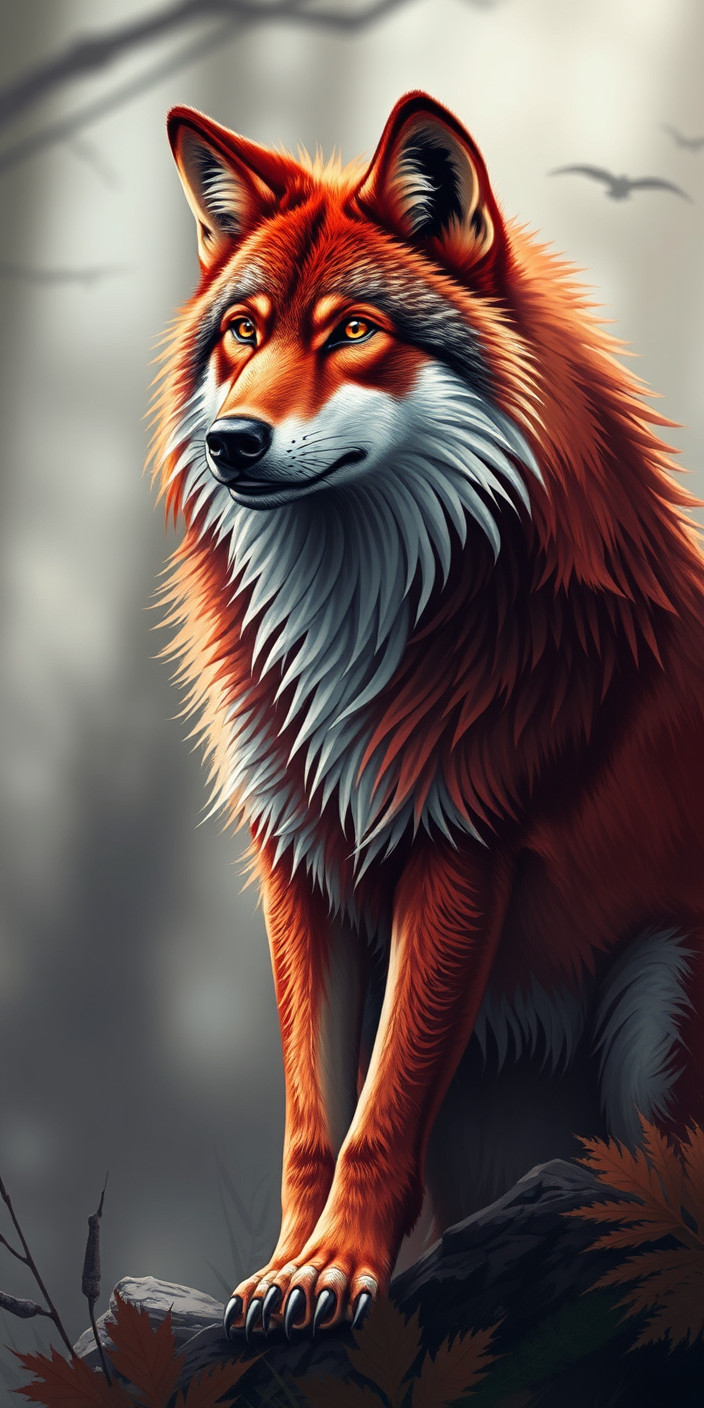 Red wolf 5 Phone Wallpaper