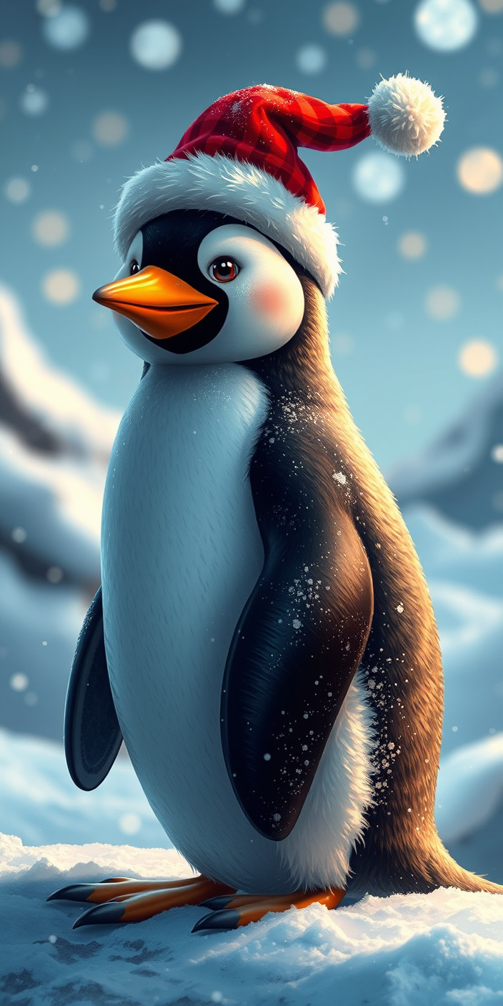 Christmas penguin 2 Phone Wallpaper