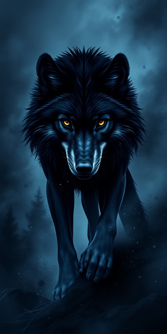 Black wolf 12 Phone Wallpaper