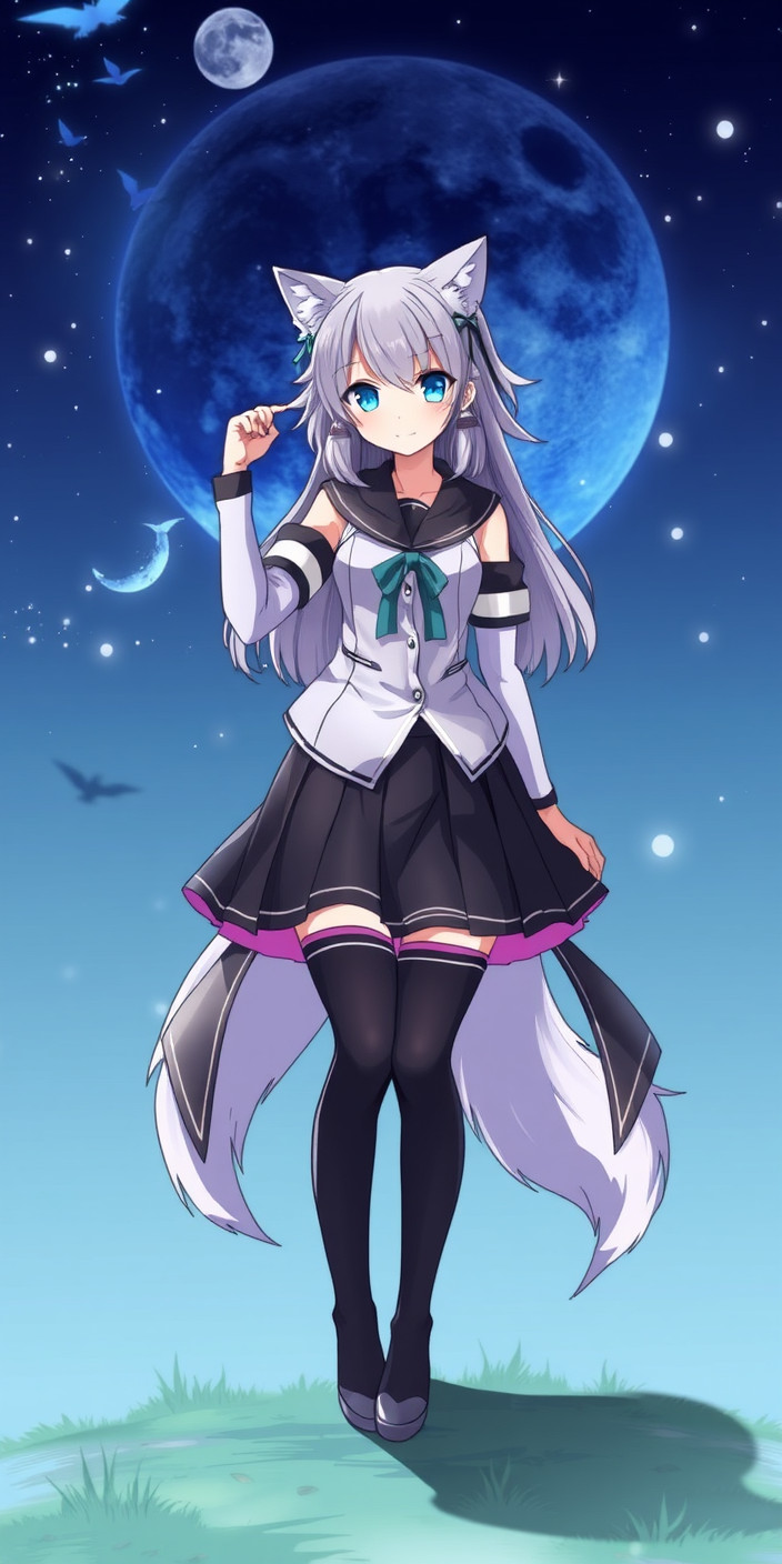 Anime wolf girl 6 Phone Wallpaper