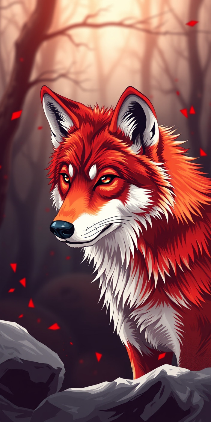 Red wolf 2 Phone Wallpaper