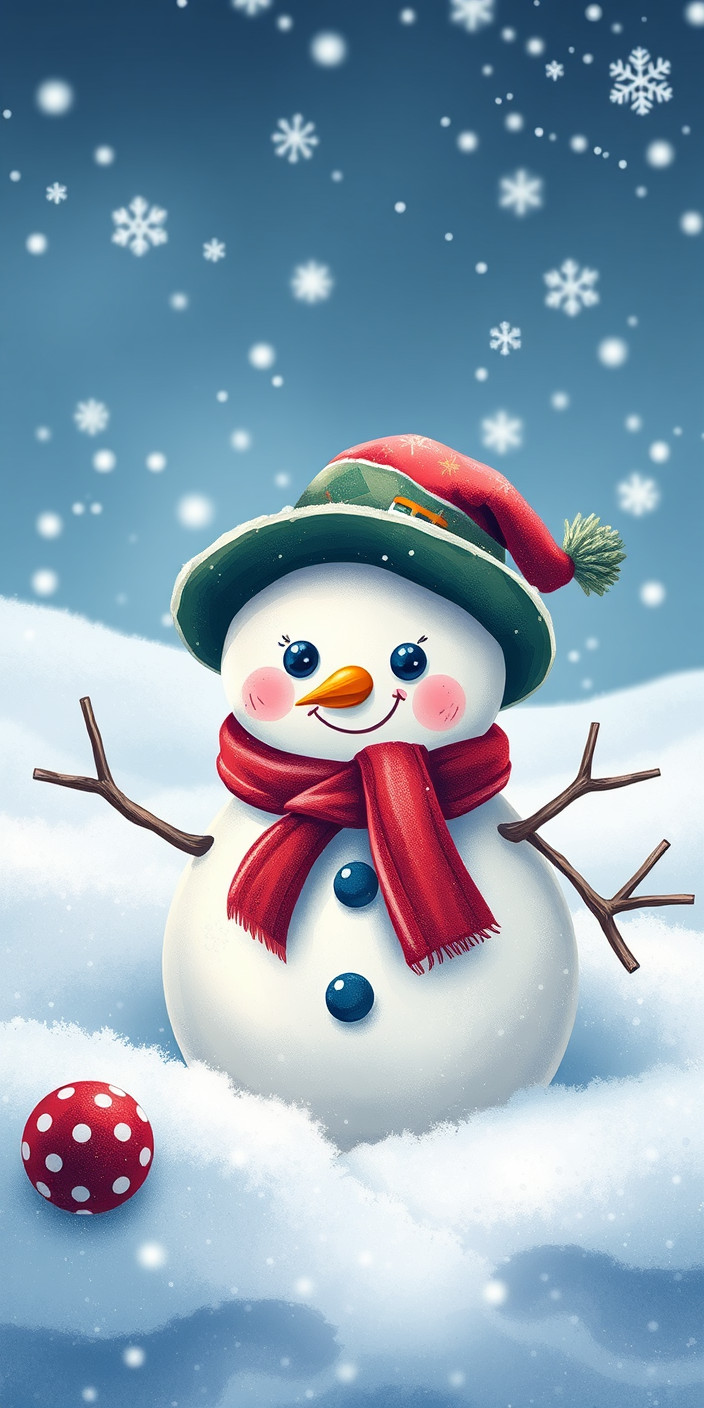 Cute snowman 9 Phone Wallpaper