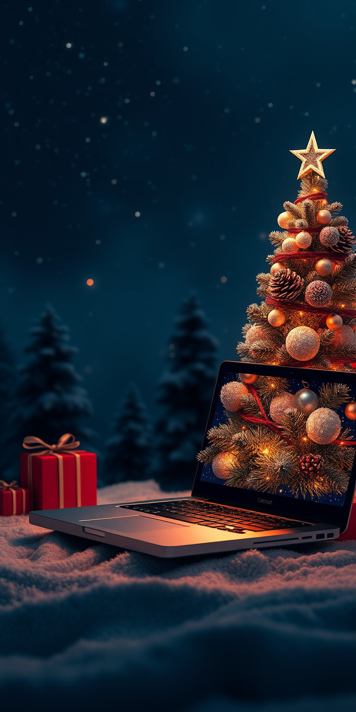 Laptop christmas 11 Phone Wallpaper