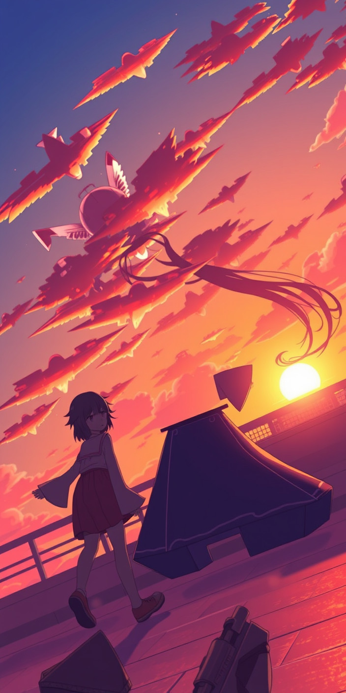 Anime sunset 3 Phone Wallpaper