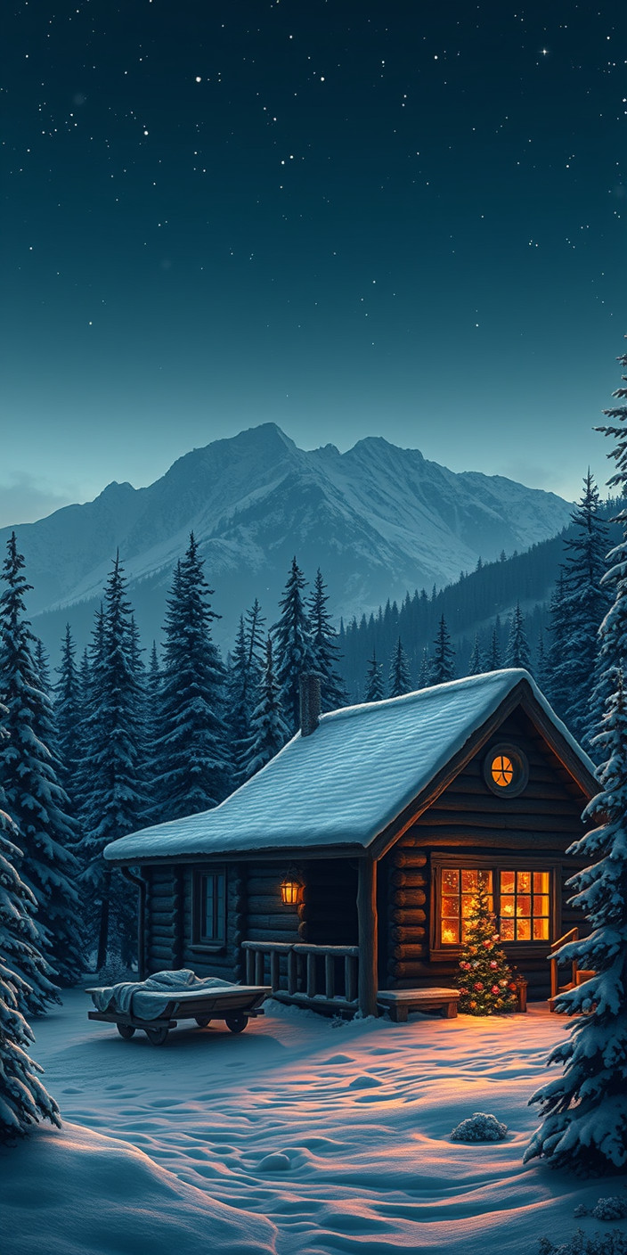 Christmas cabin 2 Phone Wallpaper