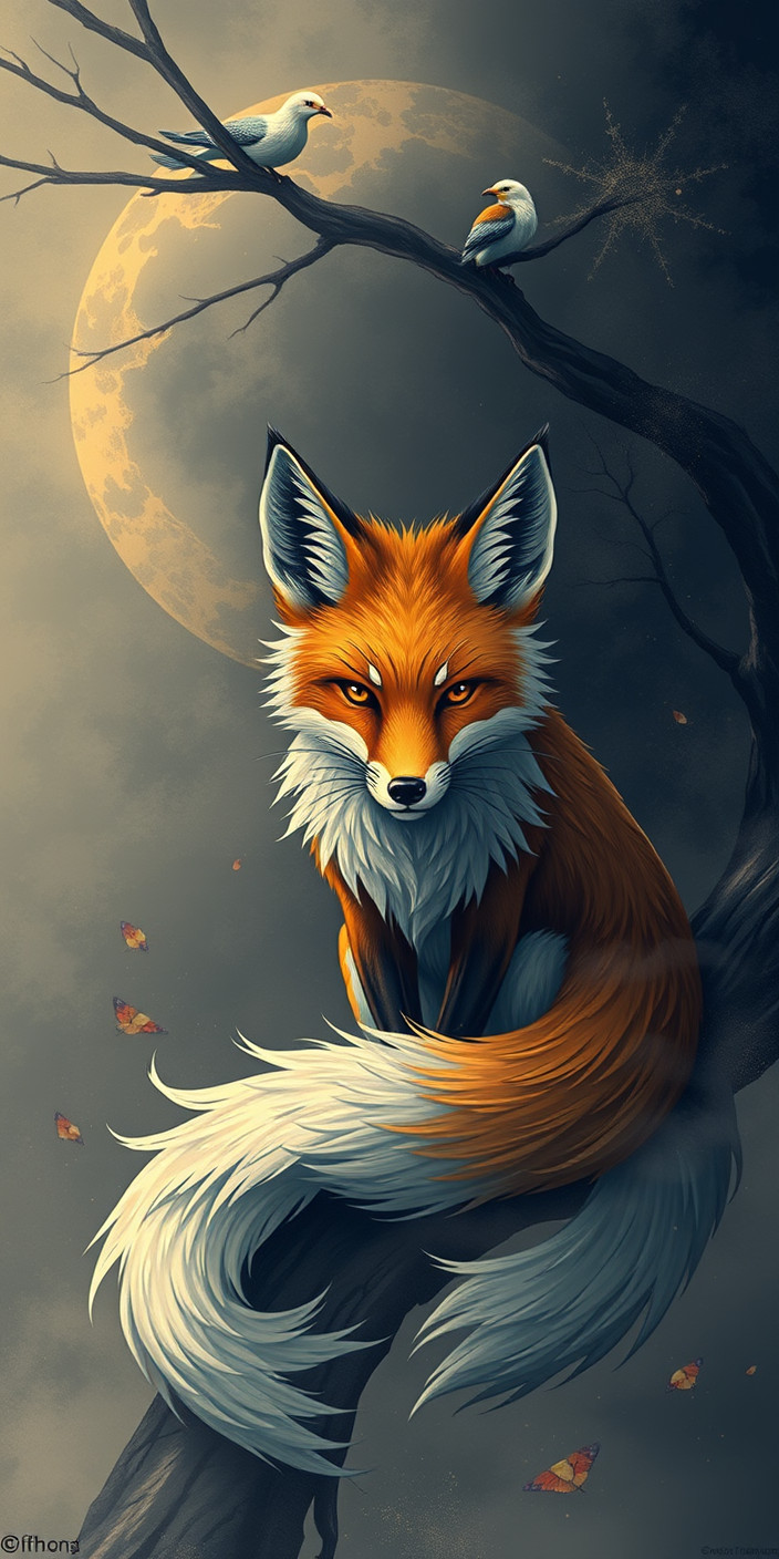 Nine tailed fox 5 Phone Wallpaper