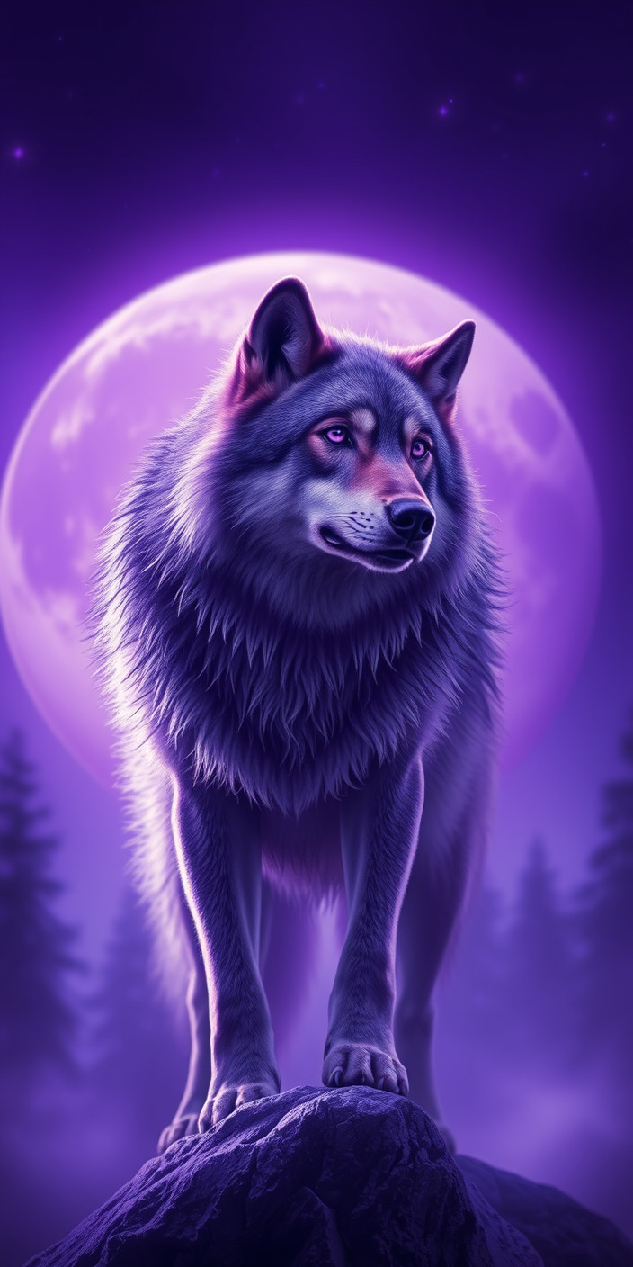 Wolf  purple 5 Phone Wallpaper