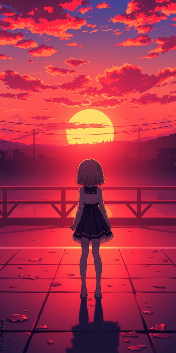 Anime sunset 5 Phone Wallpaper