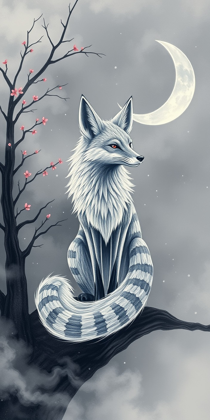 Nine tailed fox 2 Phone Wallpaper