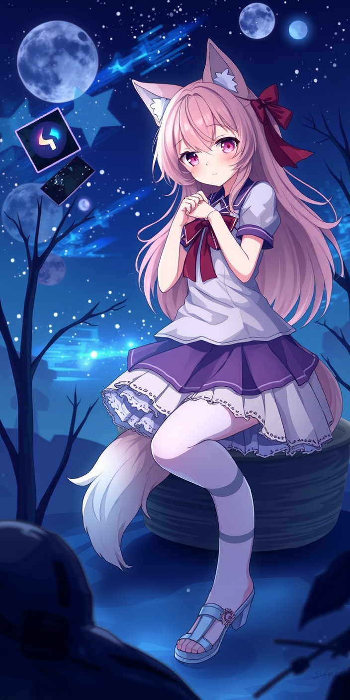 Anime wolf girl 5 Phone Wallpaper