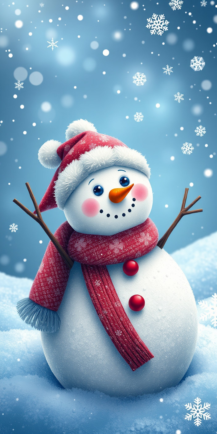 Cute snowman 8 Phone Wallpaper