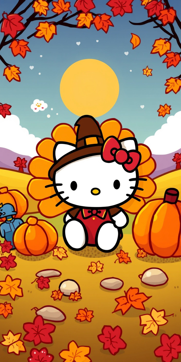 Hello kitty thanksgiving 9 Phone Wallpaper