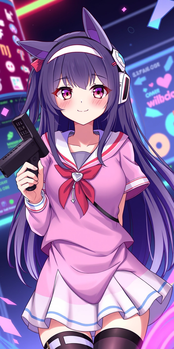 Anime gamer girl 3 Phone Wallpaper