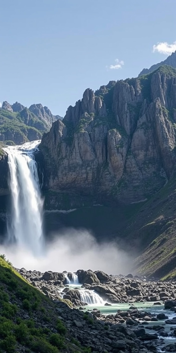 Mountain and waterfall 5 Phone Wallpaper